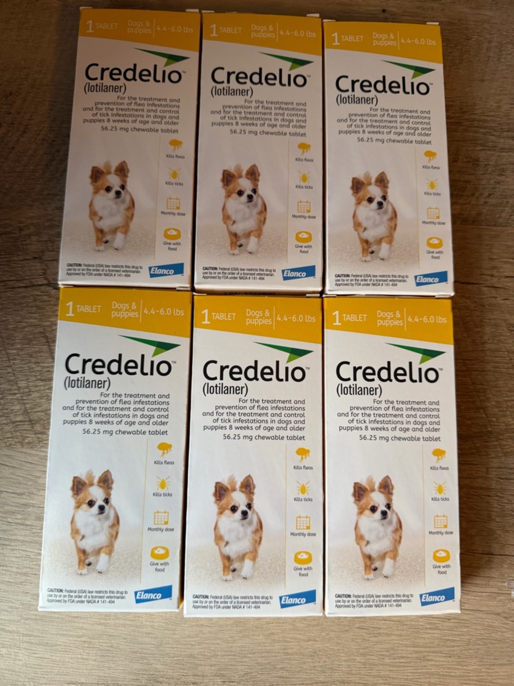 Credelio Chewable Tablets for Dogs & Puppies 4.4-6.0 Pounds - 6 Tablets